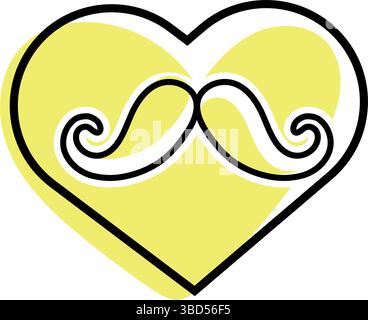 Cuore con i baffi. Vettore Illustrazione Vettoriale