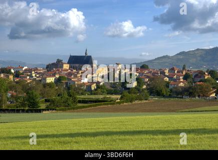 Villaggio VIC le Comte, dipartimento del Puy de Dome, Alvernia Rodano Alpes, Francia Foto Stock