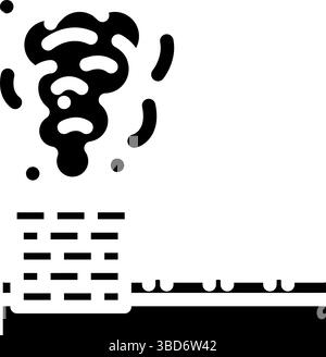 illustrazione vettoriale dell'icona del glifo di fumo emessa dal camino domestico Illustrazione Vettoriale