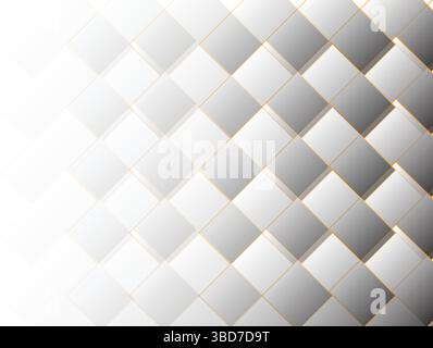 Motivo a rombo 3D astratto con toni bianchi e grigi in un layout geometrico in stile piastrella Illustrazione Vettoriale