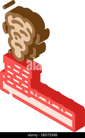 illustrazione vettoriale dell'icona isometrica del fumo emessa dal camino domestico Illustrazione Vettoriale