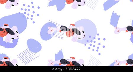 Divertente motivo a base di pesce per cartoni animati senza cuciture Illustrazione Vettoriale