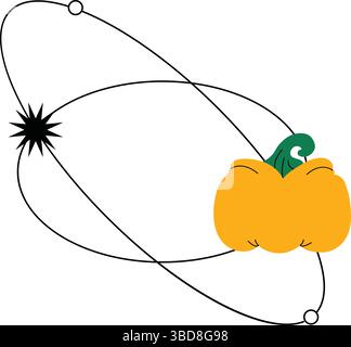 illustrazione della cornice halloween con linee geometriche in stile minimalista su sfondo bianco. Illustrazione Vettoriale