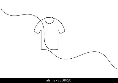 Icona della maglietta illustrazione vettoriale isolata con disegno a linea singola minimalista Illustrazione Vettoriale
