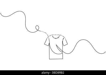 Icona della maglietta illustrazione vettoriale isolata con disegno a linea singola minimalista Illustrazione Vettoriale