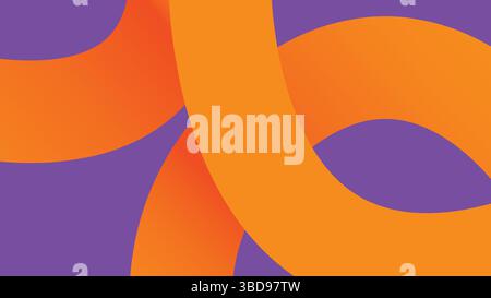Nastri sfumati arancioni astratti su viola Illustrazione Vettoriale