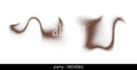 Il cacao volante o il caffè in polvere spruzzano con la polvere di cioccolato a vortice isolata su bianco. Immagine 3D dall'alto dell'esplosione di cacao Illustrazione Vettoriale