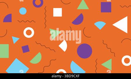 Sfondo astratto colorato Memphis Geometric Fun Illustrazione Vettoriale