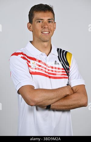 Rio Maior, Portogallo. 23 maggio 2025. Il funzionario sportivo Pablo Ruiz de Almiron Lanz posa per il fotografo durante il campo di allenamento annuale del Team Belgium (19-25/05), a Rio Maior, Portogallo, venerdì 23 maggio 2025. BELGA PHOTO ERIC LALMAND credito: Belga News Agency/Alamy Live News Foto Stock