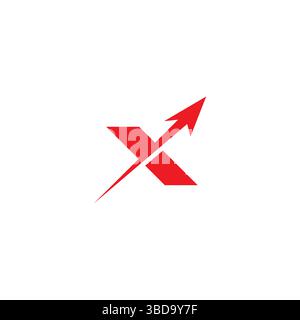 Design del logo con freccia Letter X Illustrazione Vettoriale