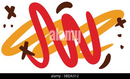 Red Organic Strokes su Brown scuro Illustrazione Vettoriale