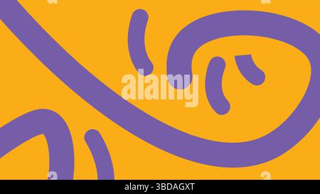 Linee astratte curve su arancione con accento viola Illustrazione Vettoriale