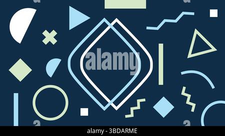 Elementi astratti dinamici su sfondo blu scuro Illustrazione Vettoriale