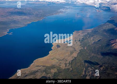 Volo da Ushuaia a El Calafate. Patagonia, Argentina Foto Stock