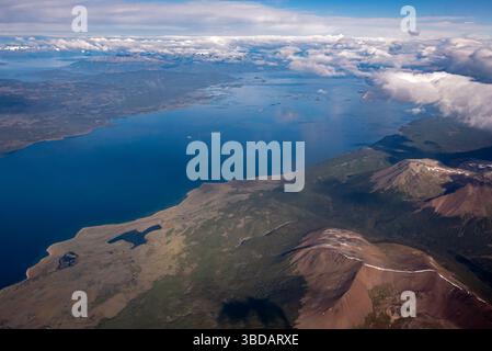 Volo da Ushuaia a El Calafate. Patagonia, Argentina Foto Stock