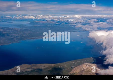 Volo da Ushuaia a El Calafate. Patagonia, Argentina Foto Stock
