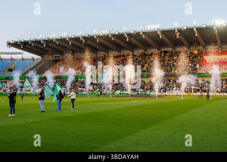 Brugge, Belgio. 23 maggio 2025. Questa immagine mostra una partita di calcio tra Cercle Brugge e Patro Eisden Maasmechelen, venerdì 23 maggio 2025 a Brugge, seconda tappa della retrocessione finale di play-off del campionato belga 'Jupiler Pro League' 2024-2025. Il vincitore dell'incontro si qualificherà per giocare in prima Divisione. BELGA FOTO KURT DESPLENTER credito: Belga News Agency/Alamy Live News Foto Stock