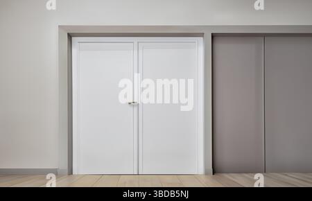 bianco, moderno, arredamento minimalista, tradizionale, classico, artigianato, legno, consistenza, materiale sintetico, nuovo, cerniere, urban, room, cabin, perfect, muro, beau Foto Stock