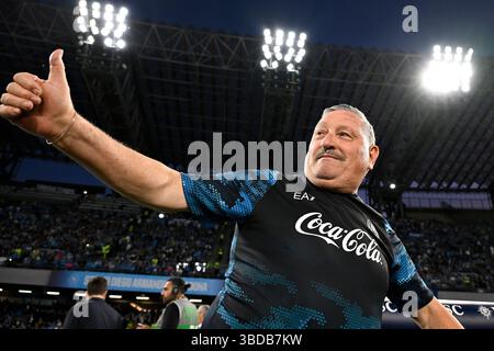 Napoli, Italia. 23 maggio 2025. Tommaso Starace gesta durante la partita di serie A tra il Napoli e il Cagliari calcio allo stadio Diego Armando Maradona di Napoli (Italia), 23 maggio 2025. Crediti: Insidefoto/Alamy Live News Foto Stock