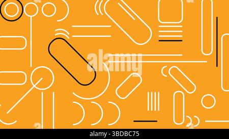 Design minimalista astratto con linee e forme arancioni Illustrazione Vettoriale