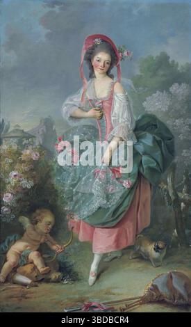 Mademoiselle Guimard interpreta Terpsicore , olio su tela . Jacques-Louis David (30 agosto 1748 – 29 dicembre 1825) è stato un pittore francese in stile neoclassico, considerato il pittore preminente dell'epoca. Negli anni '1780, il suo marchio cerebrale di pittura storica segnò un cambiamento di gusto lontano dalla frivolezza rococò verso l'austerità classica, la severità e il sentimento accresciuto, che si armonizzò con il clima morale degli ultimi anni dell'Ancien Régime. David in seguito divenne un sostenitore attivo della Rivoluzione francese e amico di Maximilien Robespierre (1758-1794), ed era effettivamente un dittatore Foto Stock