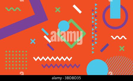 Forme giocose su sfondo arancione Illustrazione Vettoriale