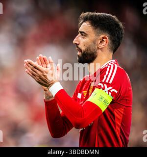 Bilbau, Bilbau, Spagna. 21 maggio 2025. Bruno Fernandes della squadra Manchester United durante la finale di Europa League tra Tottenham e Manchester United al San Mames Stadium, 21 maggio 2025 crediti: Nuno Reisinho/ZUMA Press Wire/ZUMA Wire/Alamy Live News Foto Stock