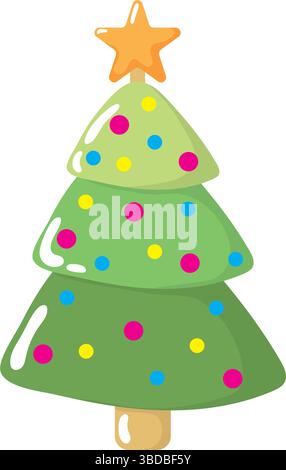 Albero di Natale decorato. Vettore Illustrazione Vettoriale