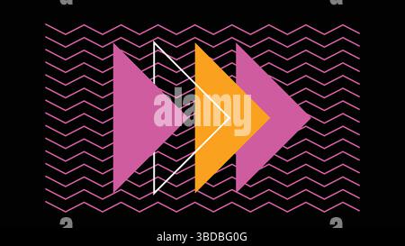 Frecce direzionali vivaci con trama a zig zag Illustrazione Vettoriale