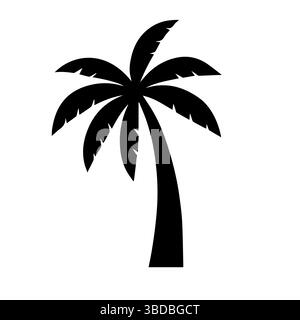 Silhouette a palma singola, astratto vettore nero tropicale Illustrazione Vettoriale