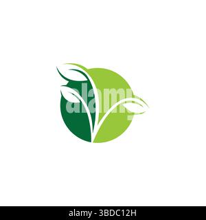 Loghi di ecologia delle foglie verdi vettore di elementi naturali. Logo verde foglia e modello simbolo vettore Illustrazione Vettoriale