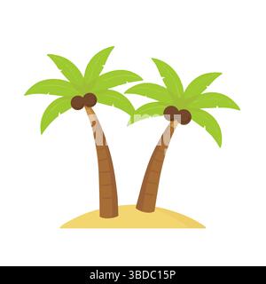Palme tropicali dell'isola e cieli azzurri Illustrazione Vettoriale