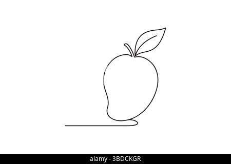 Mango Fruit continua una linea disegnando design minimalista Illustrazione Vettoriale