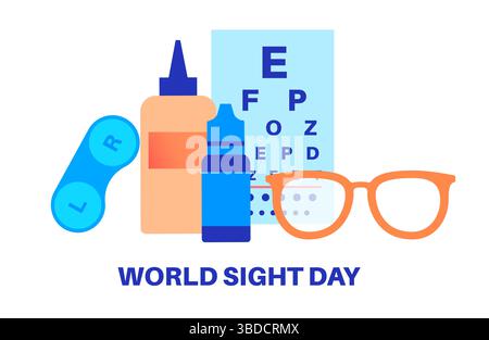 Illustrazione della giornata mondiale della vista. Si tratta di un evento globale volto a richiamare l'attenzione sulla cecità e sulla compromissione della vista. Si svolge annualmente il secondo giovedì di ottobre. Foto Stock