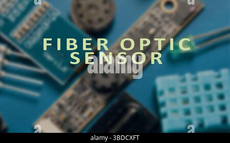 Sensore a fibre ottiche. Utilizza la luce trasmessa attraverso fibre ottiche per misurare vari parametri fisici quali temperatura, pressione o deformazione. Foto Stock