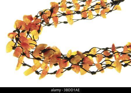 Collana color ambra, ritagliata su uno sfondo chiaro Foto Stock