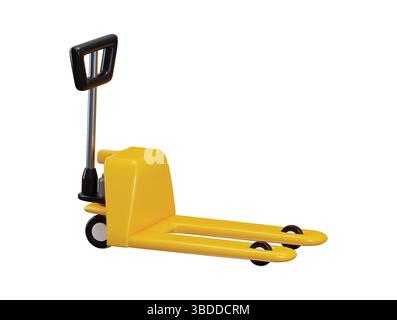 Icona del carrello idraulico concetto di rendering 3d del sollevatore per pallet da magazzino, illustrazione vettoriale del carrello per carico logistico Illustrazione Vettoriale