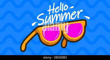 Banner "Hello Summer" con occhiali da sole. Illustrazione vettoriale Illustrazione Vettoriale