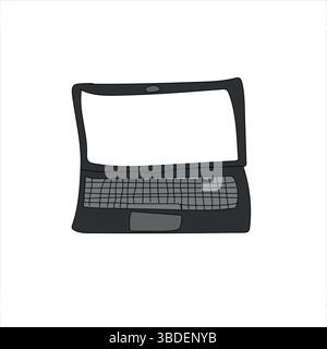 Moderno laptop Vector disegnato a mano Illustrazione Vettoriale