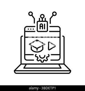 generazione di video didattici icona della linea nera per progetti digitali e di stampa. Icone di pulizia minime per applicazioni e siti Web. Icone semplici e moderne per UI UX Illustrazione Vettoriale