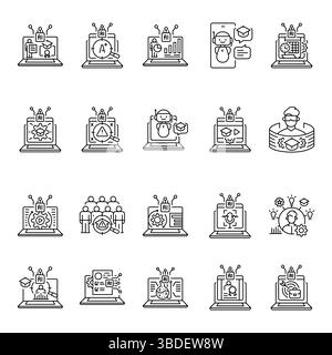 Icona della linea nera personalizzata per studenti didattici per progetti digitali e di stampa. Icone di pulizia minime per applicazioni e siti Web. Icone semplici e moderne per l'interfaccia utente Illustrazione Vettoriale