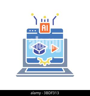 generazione di video didattici icona piatta a colori per progetti digitali e di stampa. Icone di pulizia minime per applicazioni e siti Web. Icone semplici e moderne per UI U Illustrazione Vettoriale