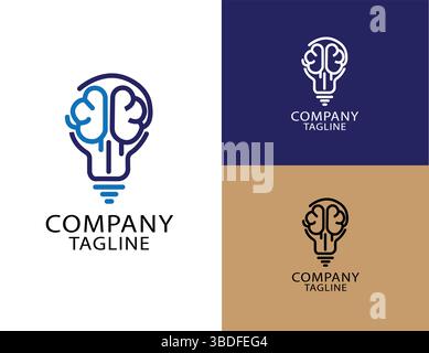 Illustrazione vettoriale del logo creativo della lampadina in salamoia – concetto di icona di un'idea elettrica moderna per il branding e l'identità aziendale Illustrazione Vettoriale