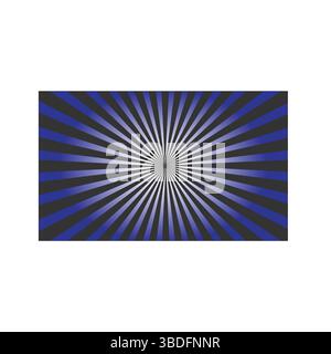 Sfondo Dynamic Blue and Black Pop Art Sunburst, retro Comic Book Style Radial Rays Pattern, Abstract Geometric Sunburst Explosion Graphic. Illustrazione Vettoriale