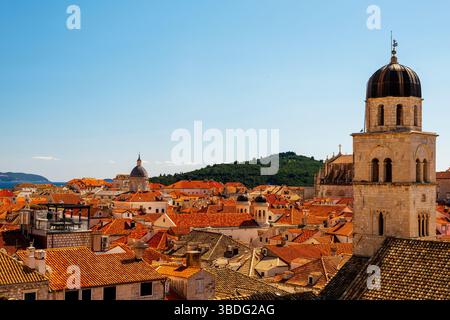 Campanile del Framciscan Friary a Dubrovnik, Croazia. Foto Stock