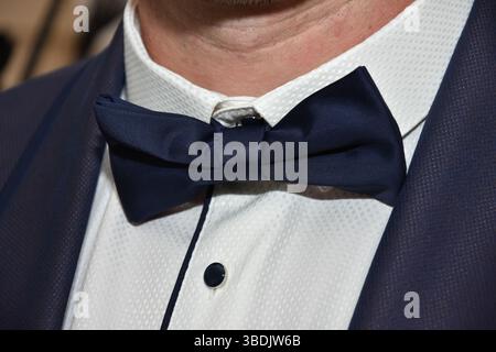 Uomo in smoking e cravatta in posa Foto Stock