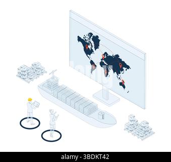 Concetto di Logistica del trasporto marittimo e rete logistica globale. Illustrazione vettoriale eps10 Illustrazione Vettoriale