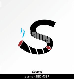 Design del logo concept grafico immagine vettoriale premium creativa TOP sell font S iniziale con sigaro fumatore di sigaretta tabacco foglia fumo veleno Illustrazione Vettoriale