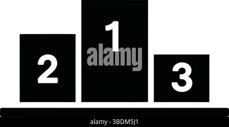 Podio bianco e nero minimalista con numeri 1, 2 e 3 – simbolo di classifica e successo Illustrazione Vettoriale