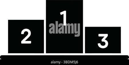 Podio bianco e nero minimalista con numeri 1, 2 e 3 – simbolo di classifica e successo Illustrazione Vettoriale